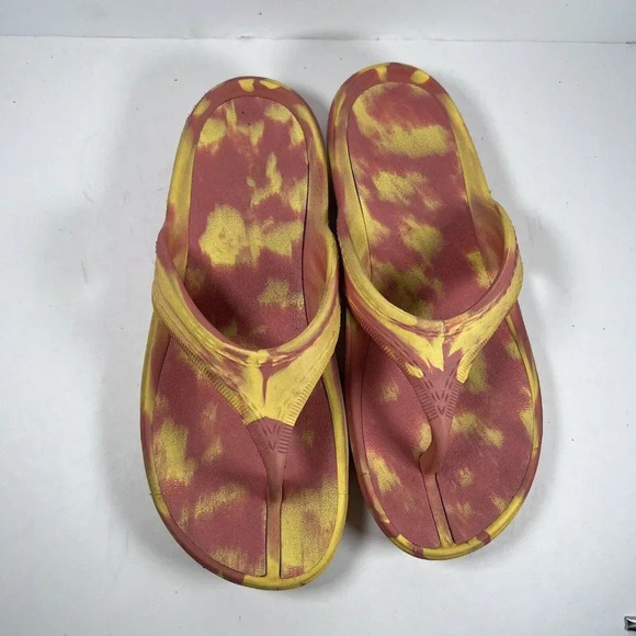 LL Bean Orange/Yellow Slip On Flip Flop Thong Sandals Women's Size 6 - Picture 6 of 8